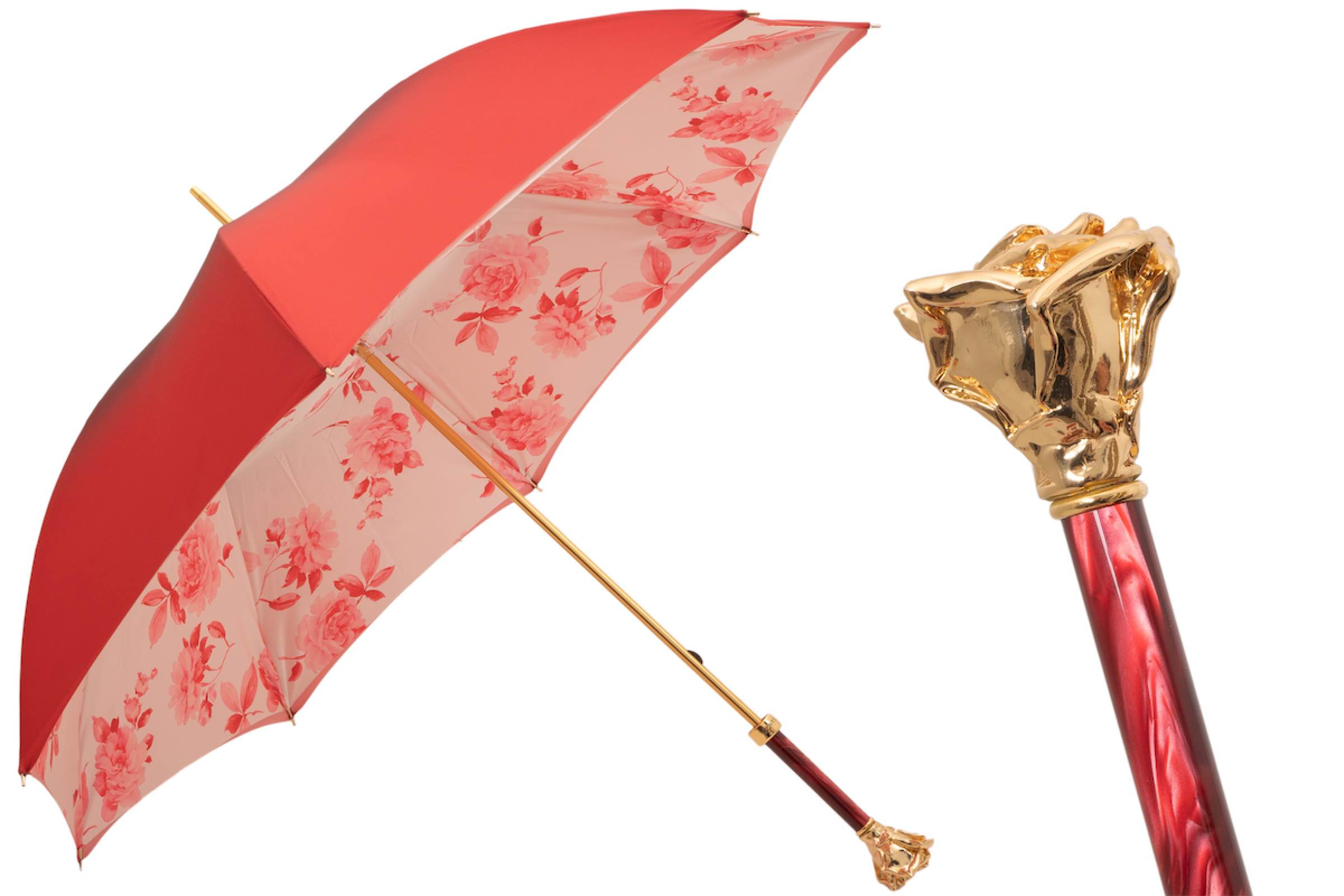 Gold Rose Umbrella – Handmade Italian Luxury With Gilt-Plated Resin Handle