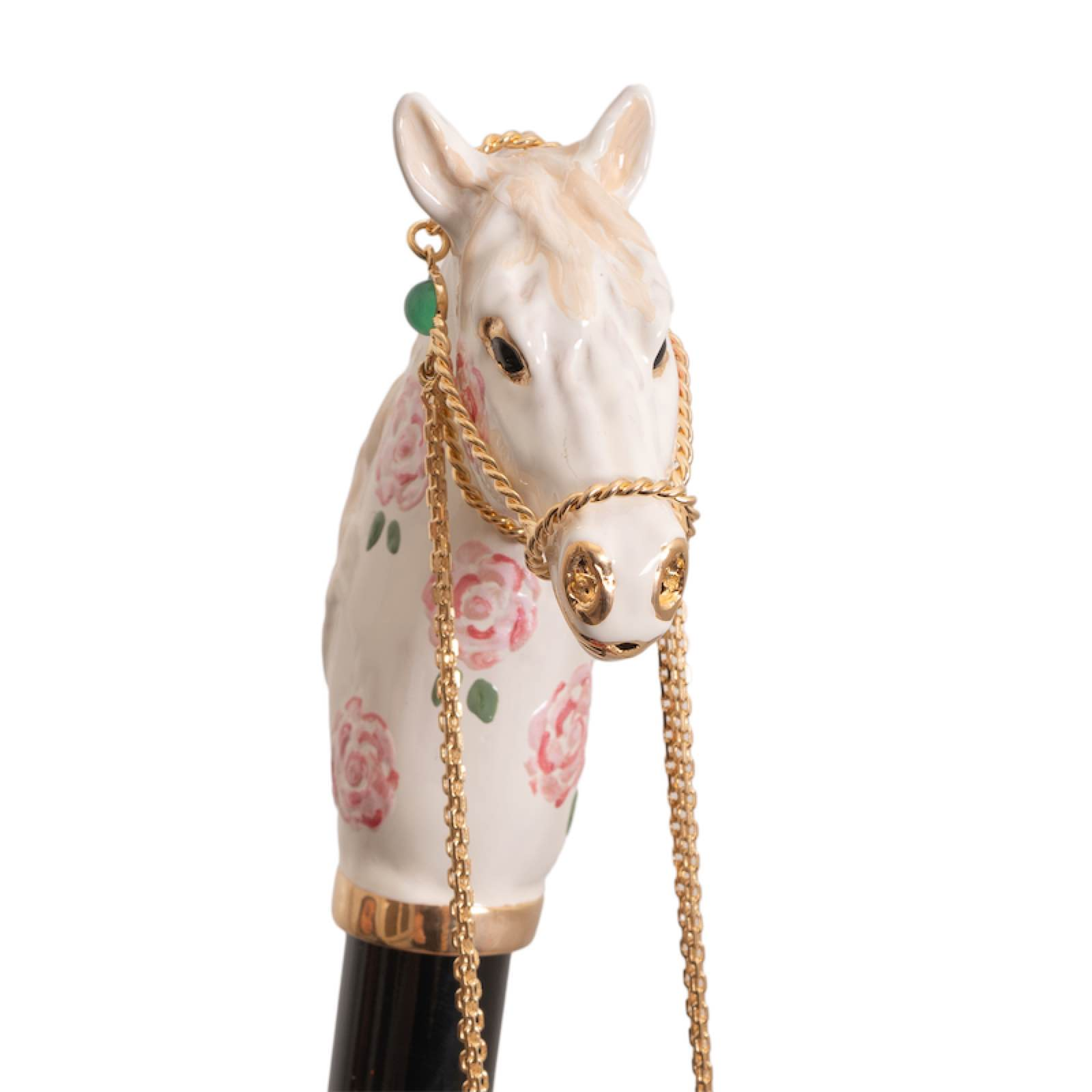 Designer Brass Umbrella – Pink Enameled Handle, Manual Opening, Italian Handmade Rain Gear