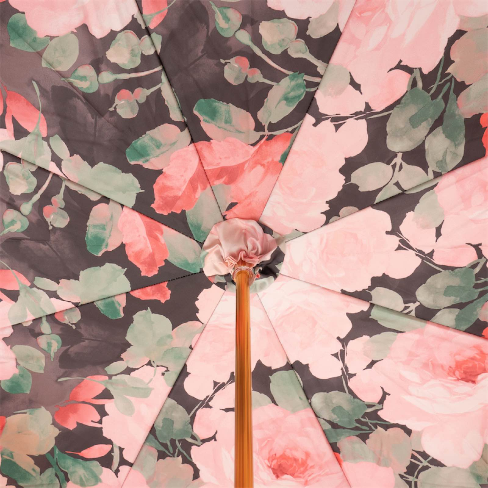 Designer Brass Umbrella – Pink Enameled Handle, Manual Opening, Italian Handmade Rain Gear