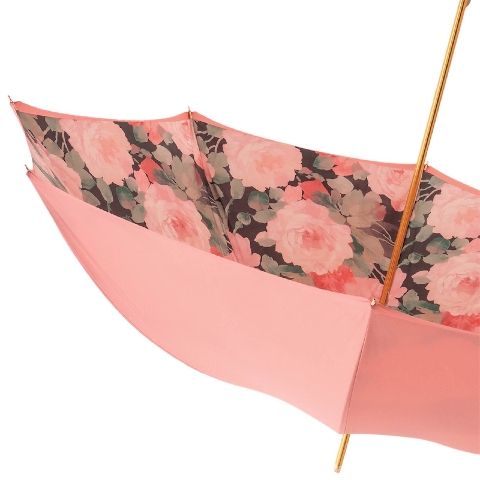 Designer Brass Umbrella – Pink Enameled Handle, Manual Opening, Italian Handmade Rain Gear