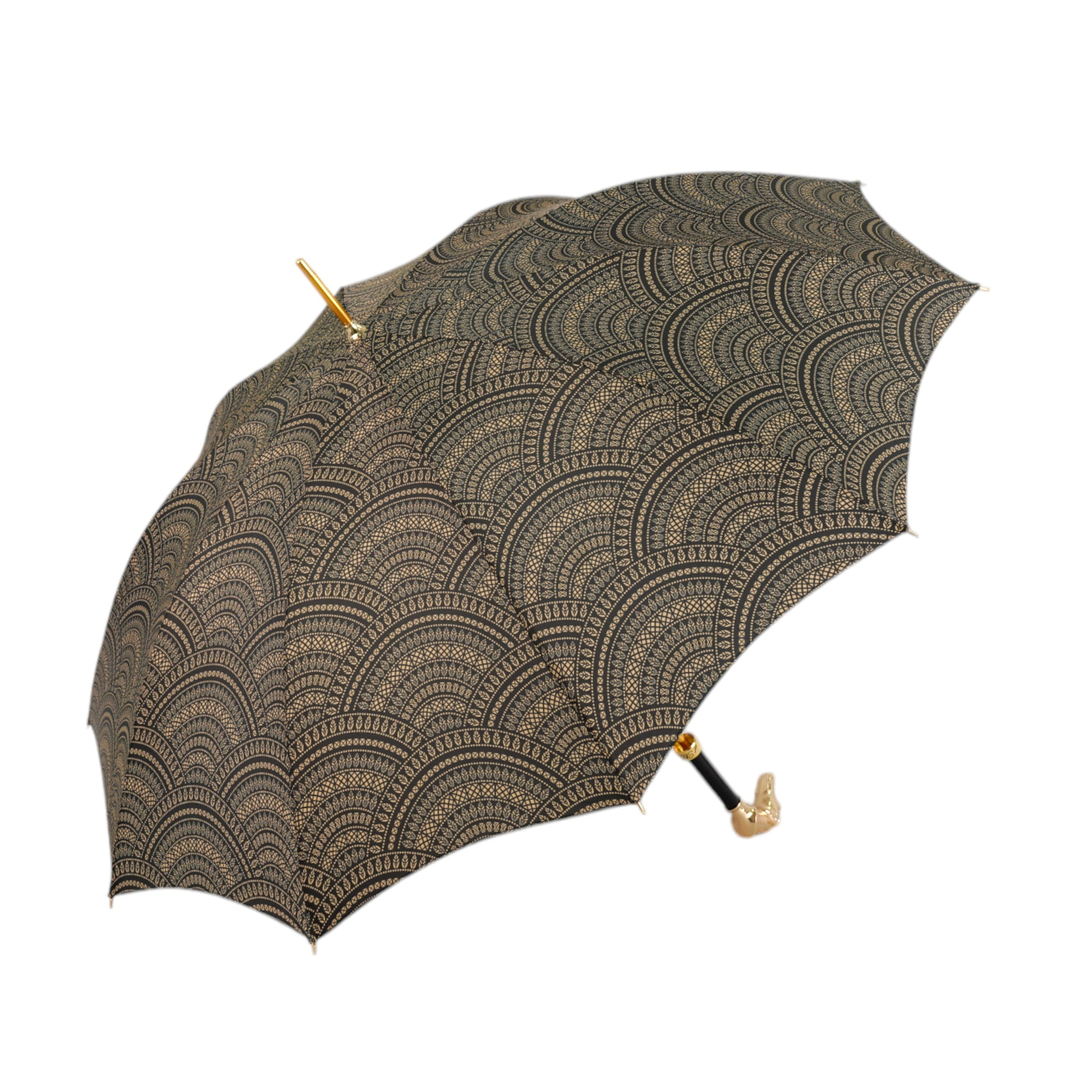 Men's Chic Noble Hound umbrella by Ilmarchesato with gold-plated greyhound handle, stylish and decorative rain protection.