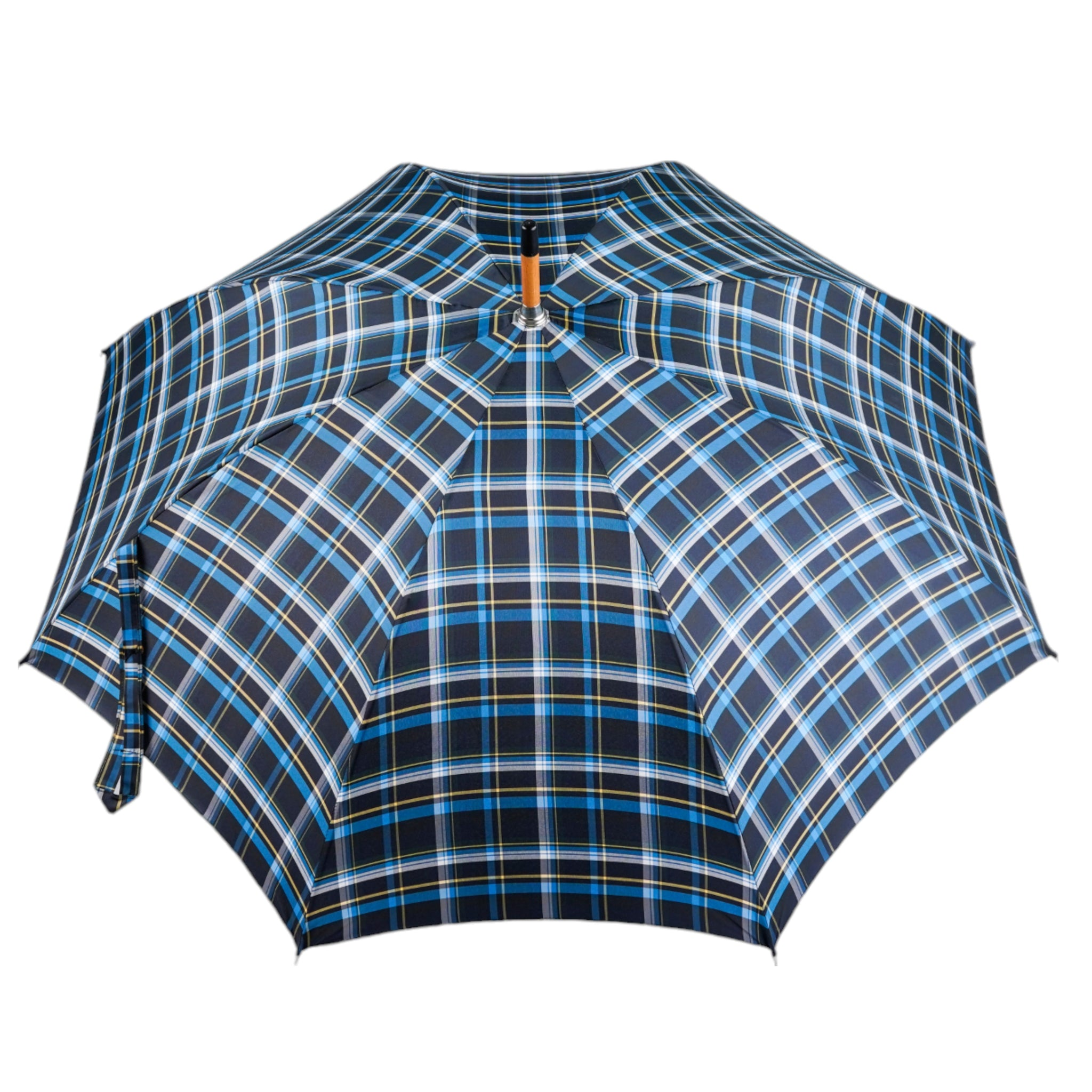 Stylish Italian umbrella for men featuring a handcrafted design and a natural chestnut root handle by Ilmarchesato.