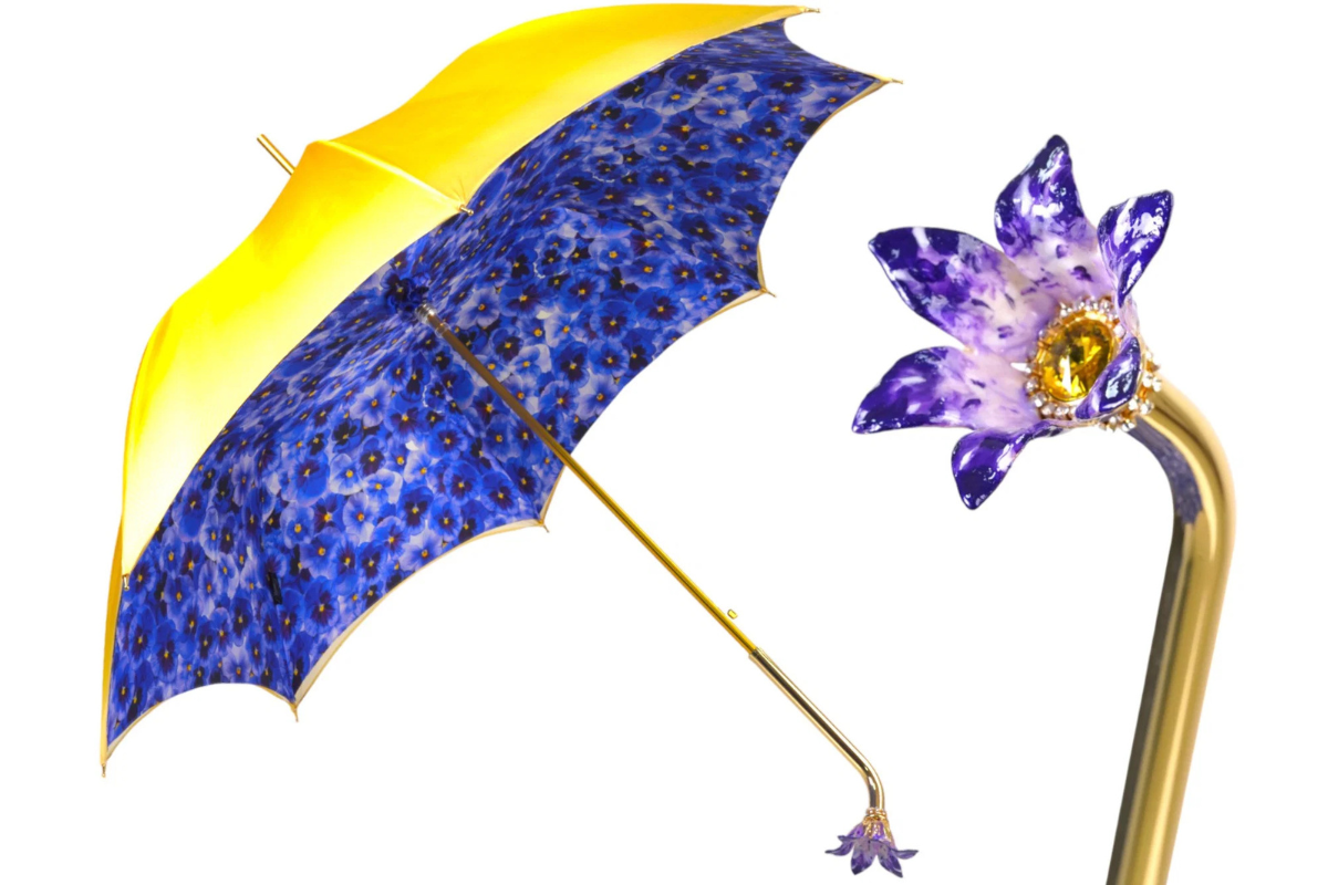Handcrafted 24K Gold Flower Handle Luxury Women's Umbrella