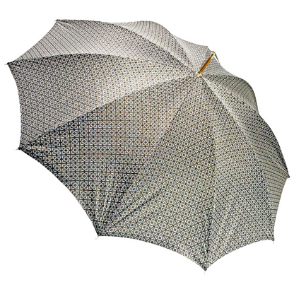 Italian handmade men's umbrella with 24K gold-plated enameled monkey handle and sturdy fabric canopy.