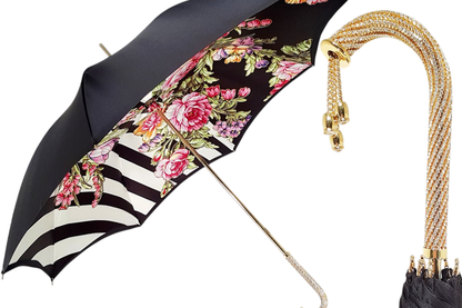 Luxury Double Canopy Umbrella – Swarovski Jeweled Handle | Italian Made Rain Accessory