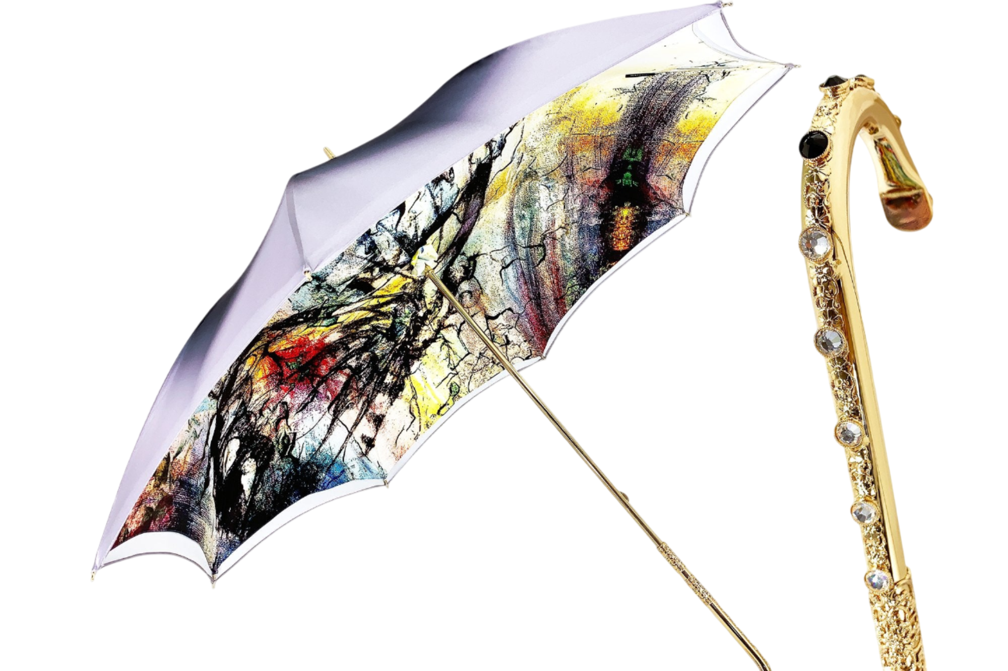 Handmade Butterfly Umbrella – Italian Luxury Umbrella with Swarovski Crystal Handle