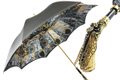 Handcrafted Luxury Umbrella – Elegant Satin Canopy With Dragonfly Handle & Swarovski Crystals