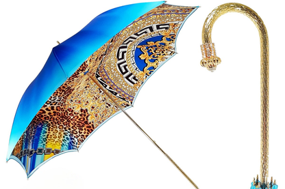 Leopardized Umbrella – Handmade Italian Double Canopy With Swarovski Handle
