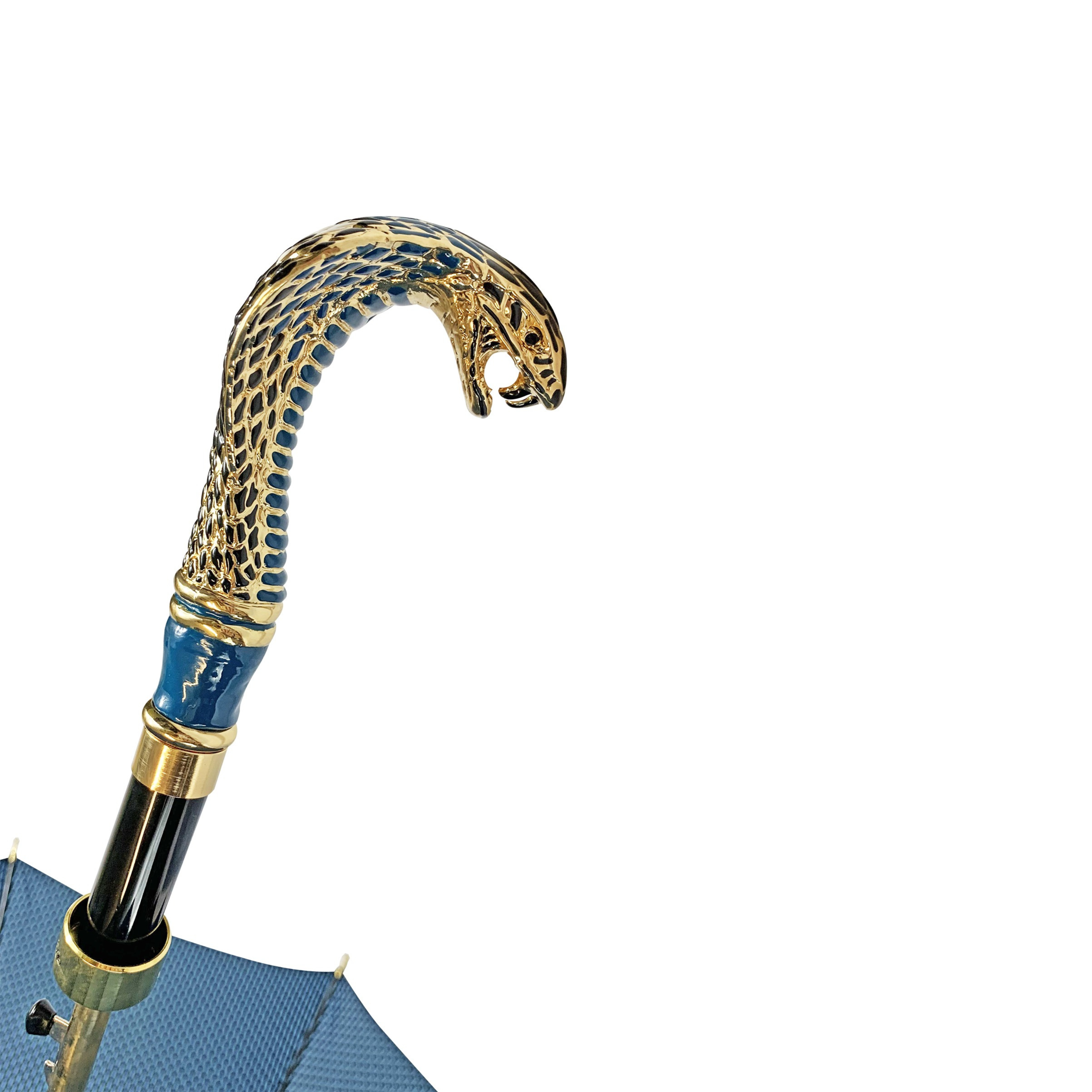 Luxury Jaquard Umbrella – 24K Gold-Plated Hand-Enameled Snake Handle, Fiber Carbon Ribs