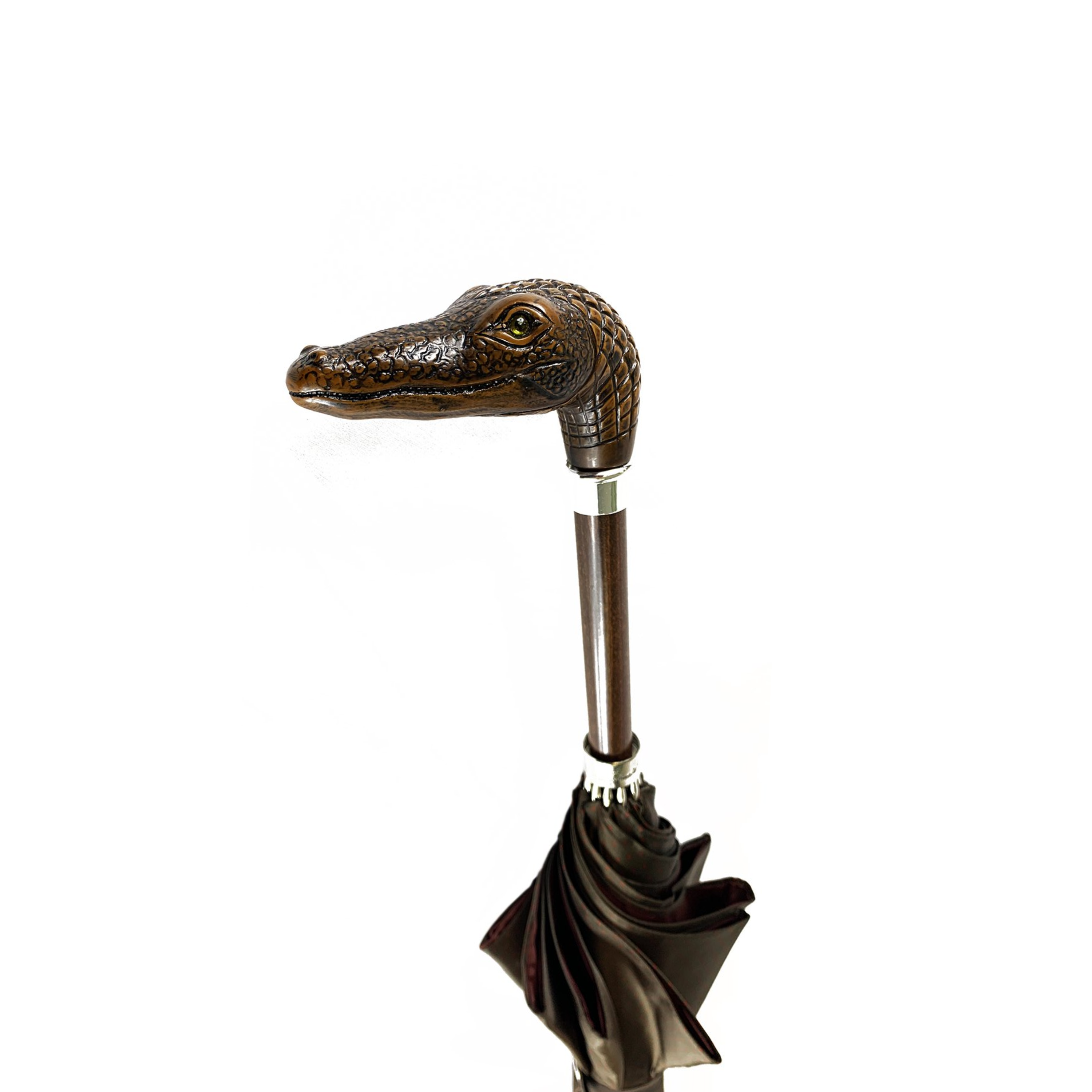 Luxury Two-Tone Umbrella – Automatic Open Carbon Fiber Ribs, Crocodile Handle