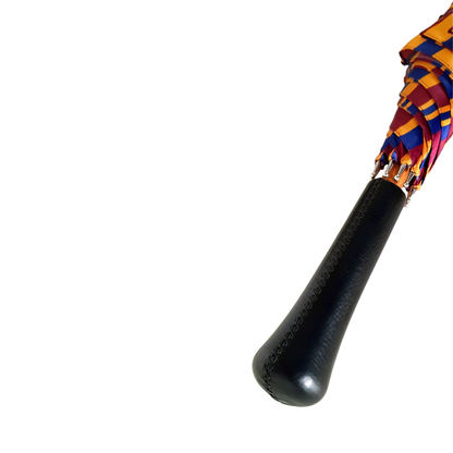 Handcrafted Striped Umbrella – Luxury Rain Gear With Leather Handle & Wind Resistant Frame