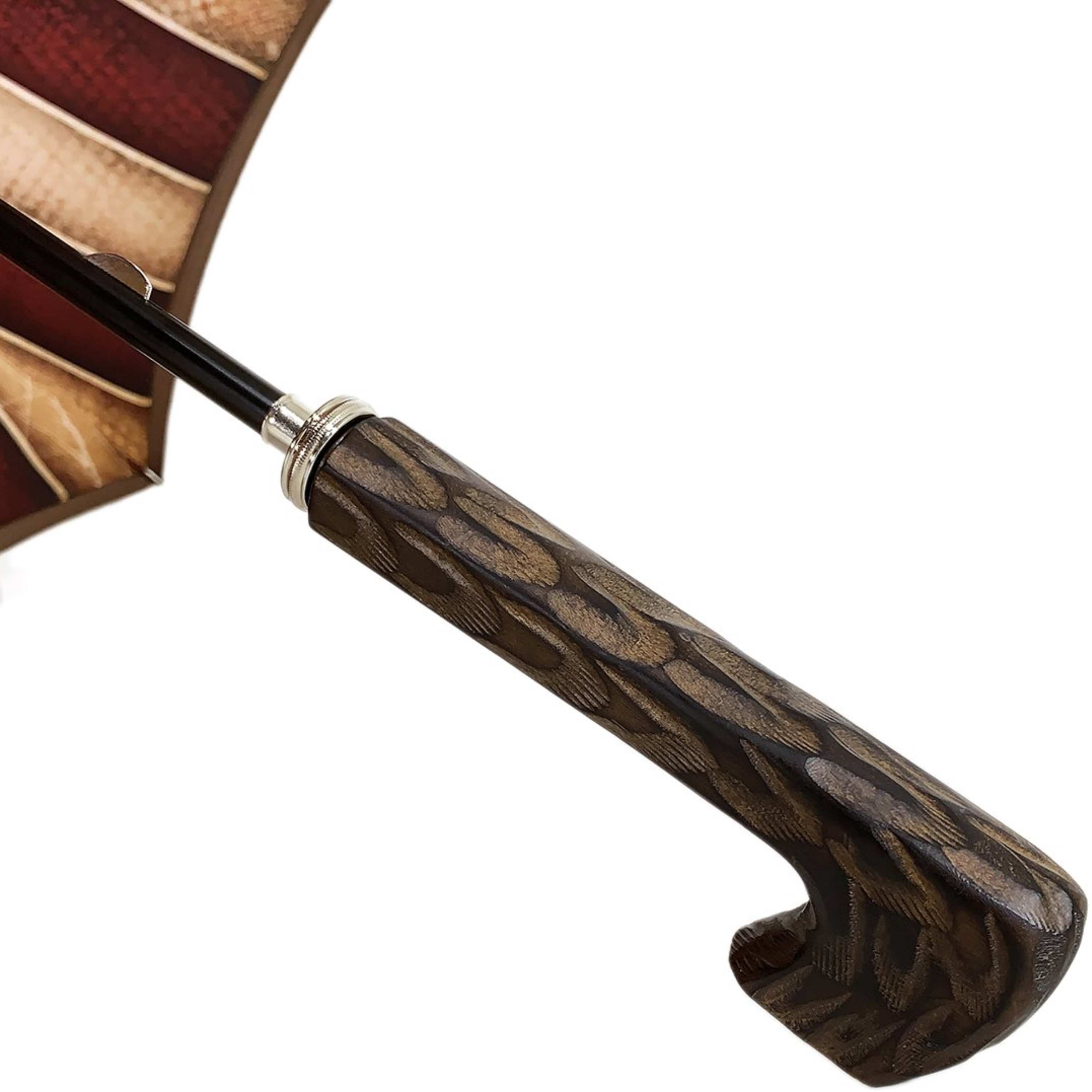 Handcrafted Men's Umbrella – Double Canopy Rain Umbrella with Engraved Wood Handle