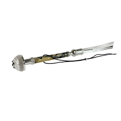 Silver Plated Shoehorn – Long Handled Italian Brass Shoe Horn with Tongue