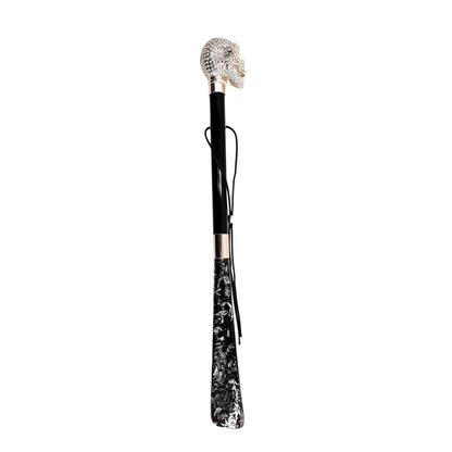 Silver Skull Shoehorn – Luxury Italian Handcrafted Swarovski Crystal Shoe Horn Accessory