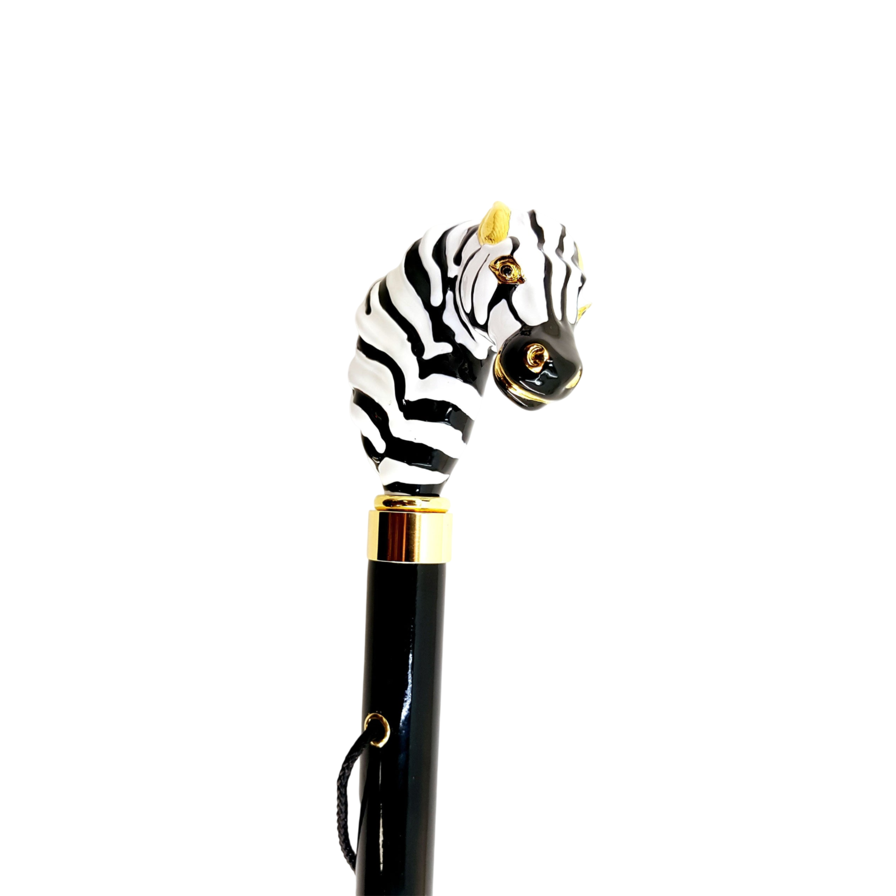 Italian Elegant Shoehorn – Handcrafted Zebra Enamel Handle | Golden Accents, 47cm