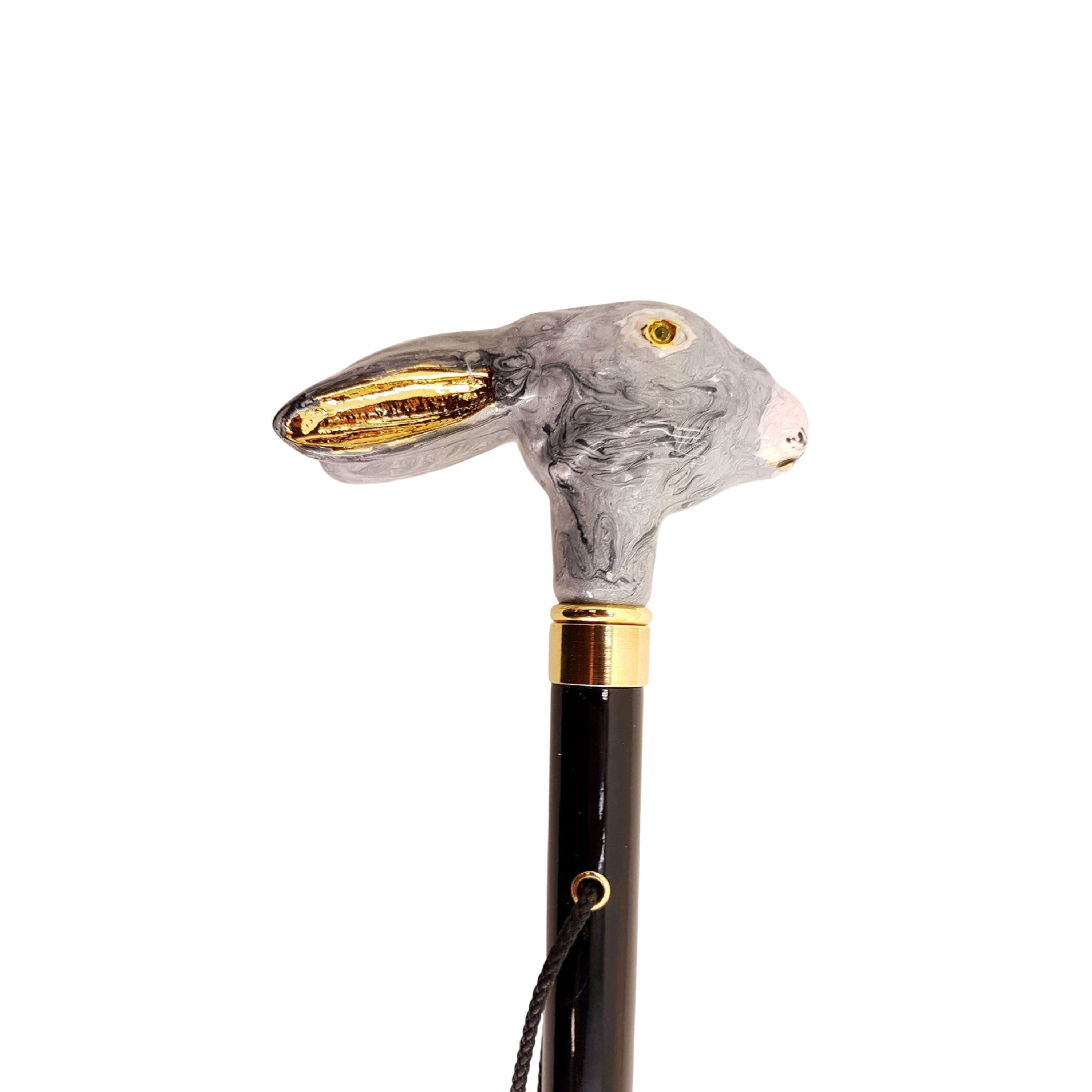 Italian Enamelled Shoehorn – Long Handled Rabbit Handle With Golden Accents