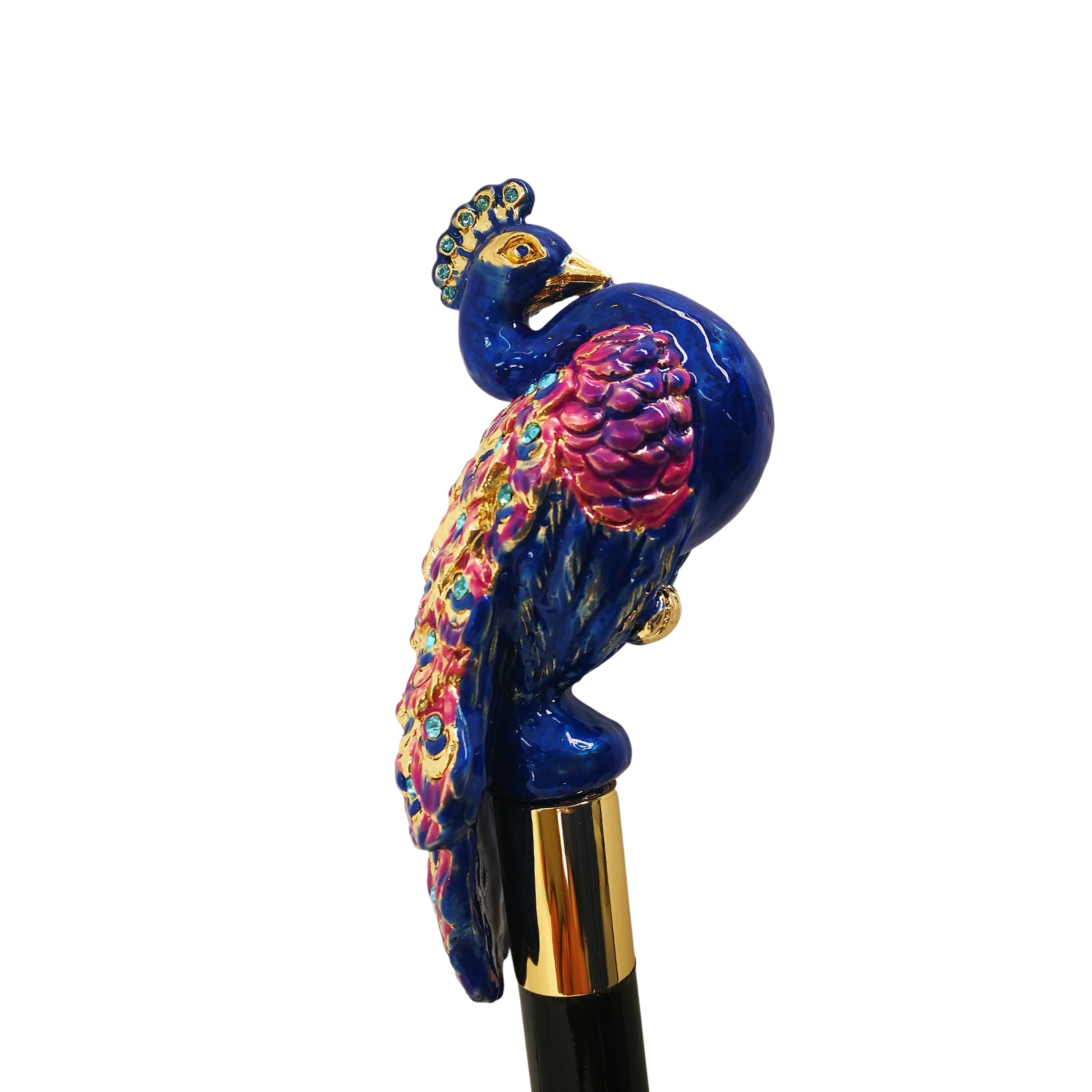 Elegant Shoehorn – Handcrafted Long Handle with Peacock Enamelled Design & Swarovski Accent