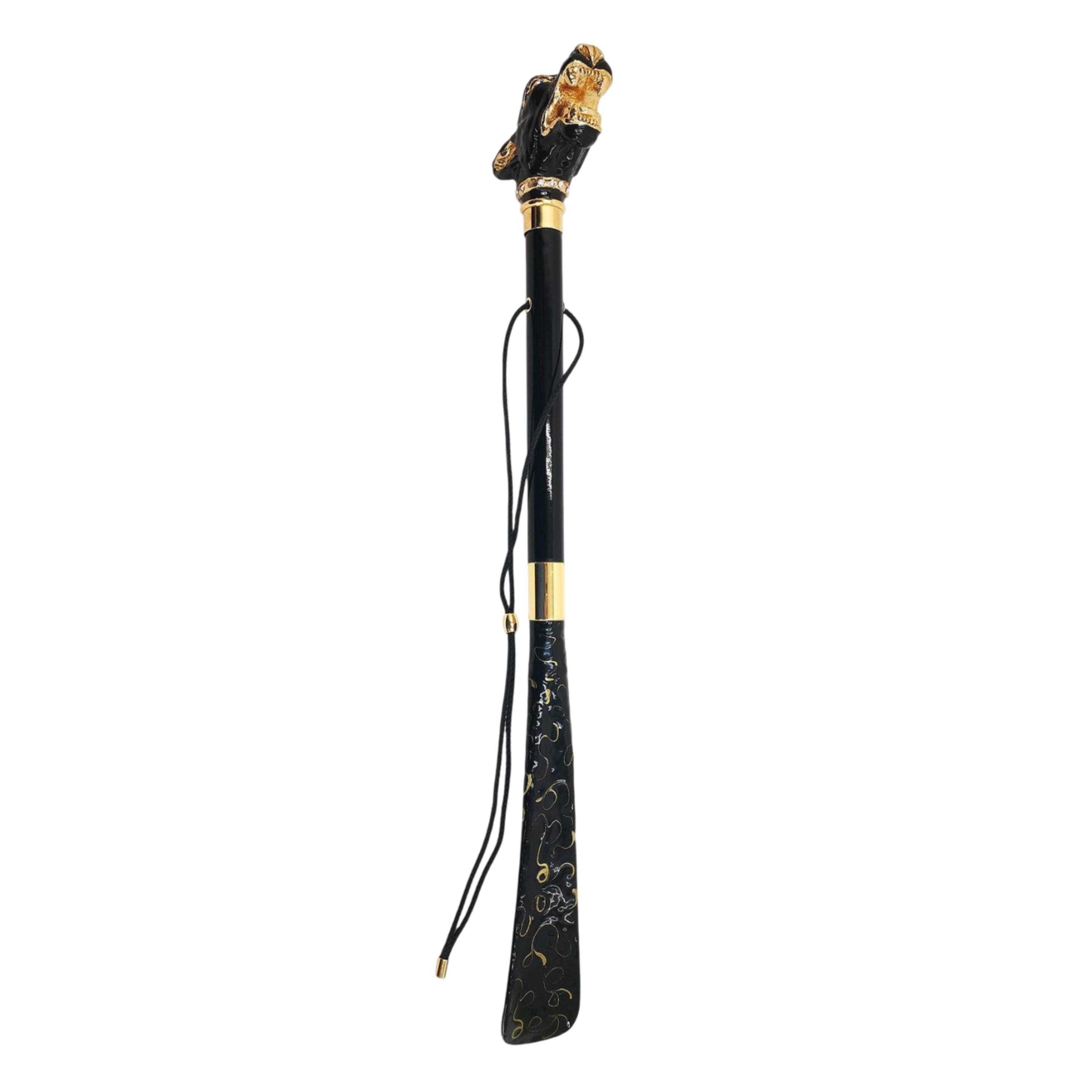 Italian Enamelled Shoehorn – Long Handled Dog Handle with Swarovski Collar
