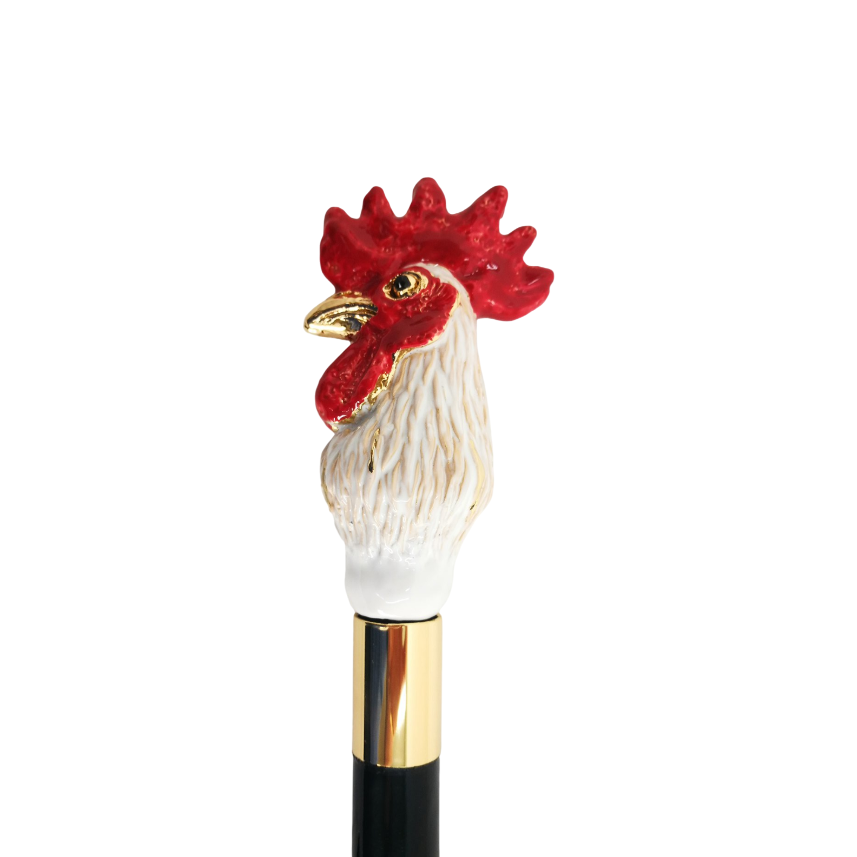 Italian Shoehorn Featuring Enamelled Rooster Handle, Black Lacquered Shaft & Gift Box Packaging