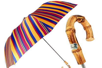 Multi-Color Folding Umbrella – Handmade Italian Bamboo Handle, UV Protection
