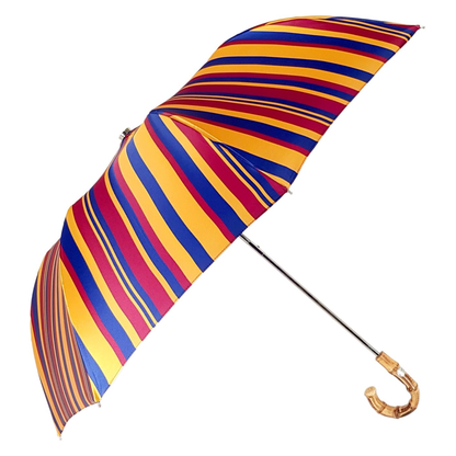 Multi-Color Folding Umbrella – Handmade Italian Bamboo Handle, UV Protection