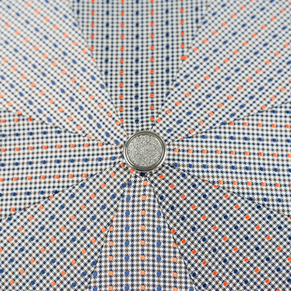 Polka Dot Folding Umbrella – Men's Classic Folding Umbrella with Hand-Curved Bamboo Handle