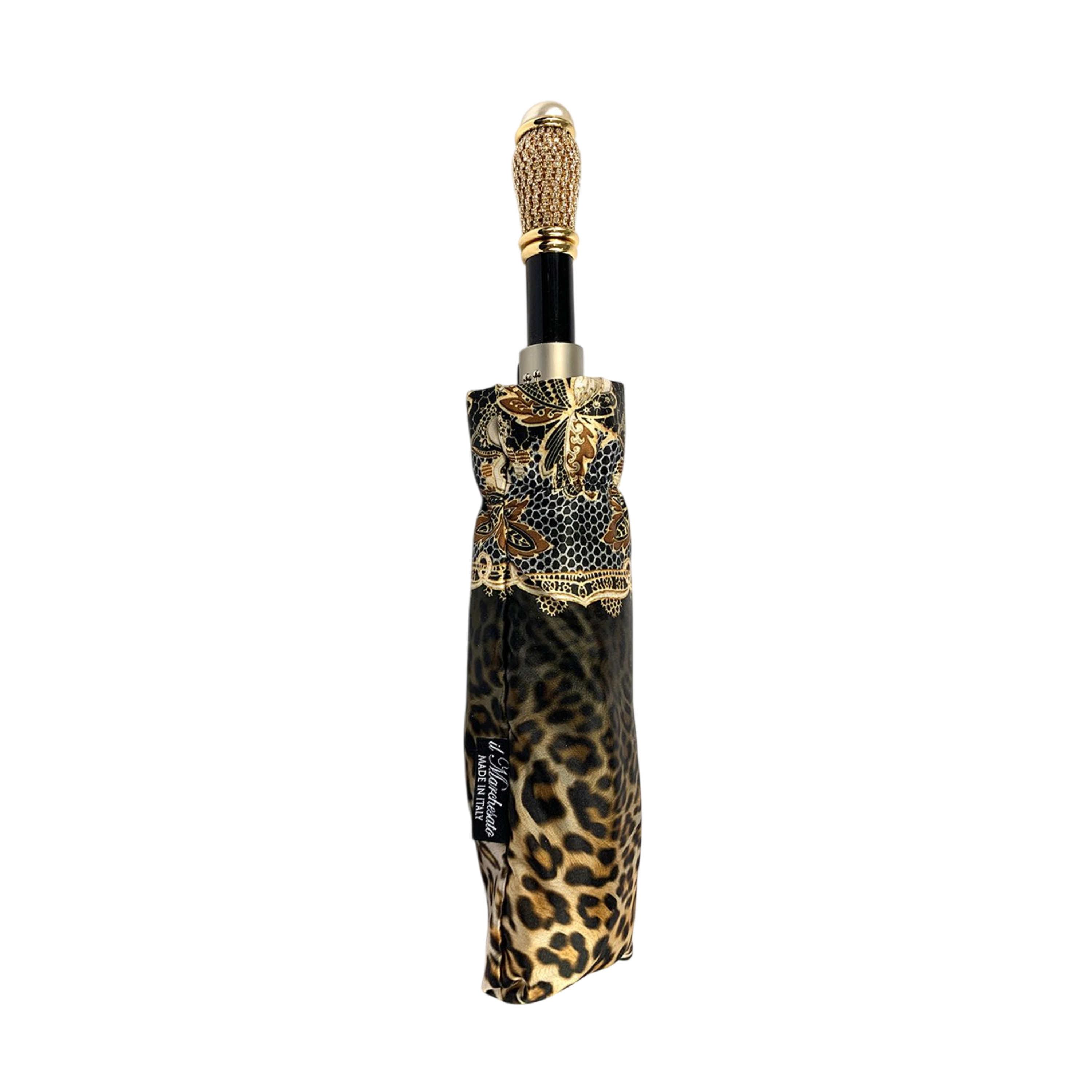 Luxury Leopard Umbrella – Handmade Italian Folding Rain Umbrella With UV Protection