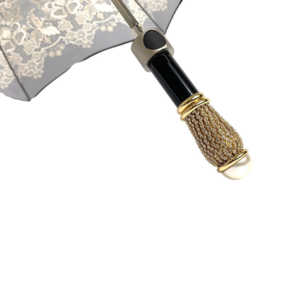 Leopard Print Umbrella – Luxury Folding Rain Umbrella with Gold Plated Handle