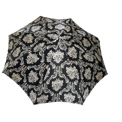 Baroque Folding Umbrella – Lightweight Black and White Automatic Open Umbrella