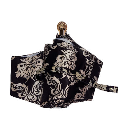 Baroque Folding Umbrella – Lightweight Black and White Automatic Open Umbrella
