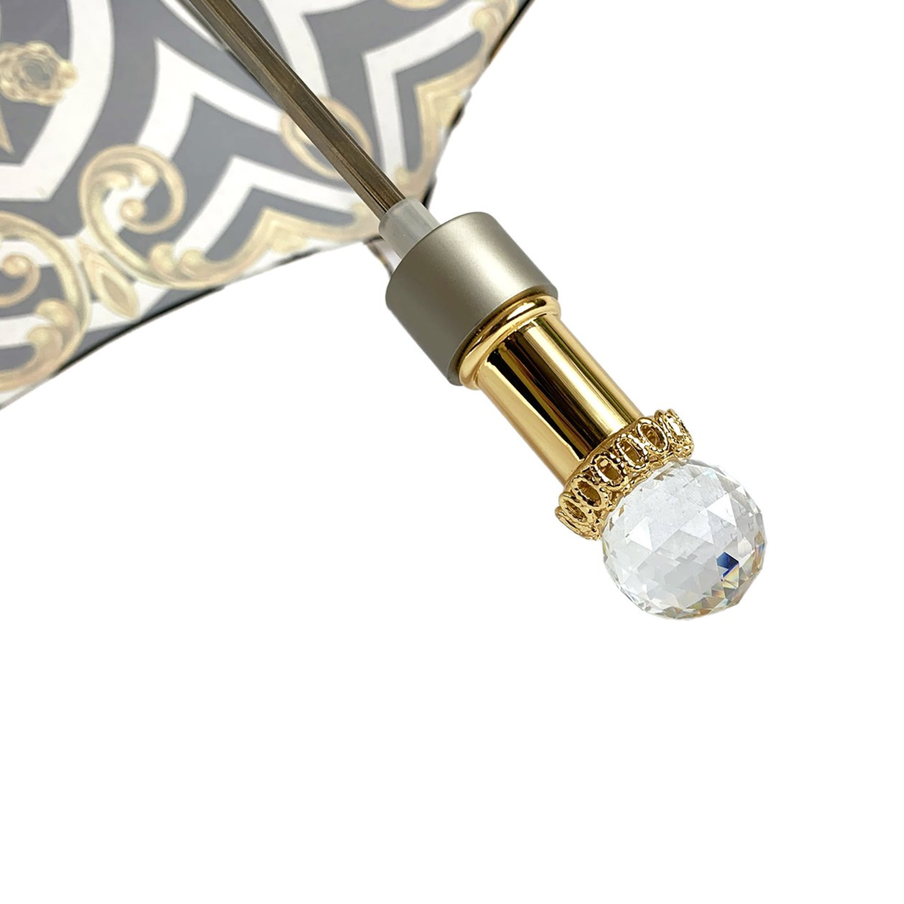 Swarovski Folding Umbrella – Handmade Italian Compact Travel Umbrella with Gold Plated Handle