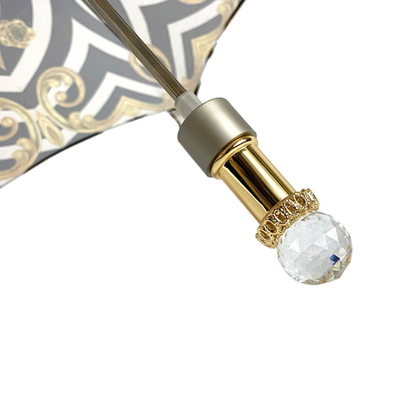 Swarovski Folding Umbrella – Handmade Italian Compact Travel Umbrella with Gold Plated Handle
