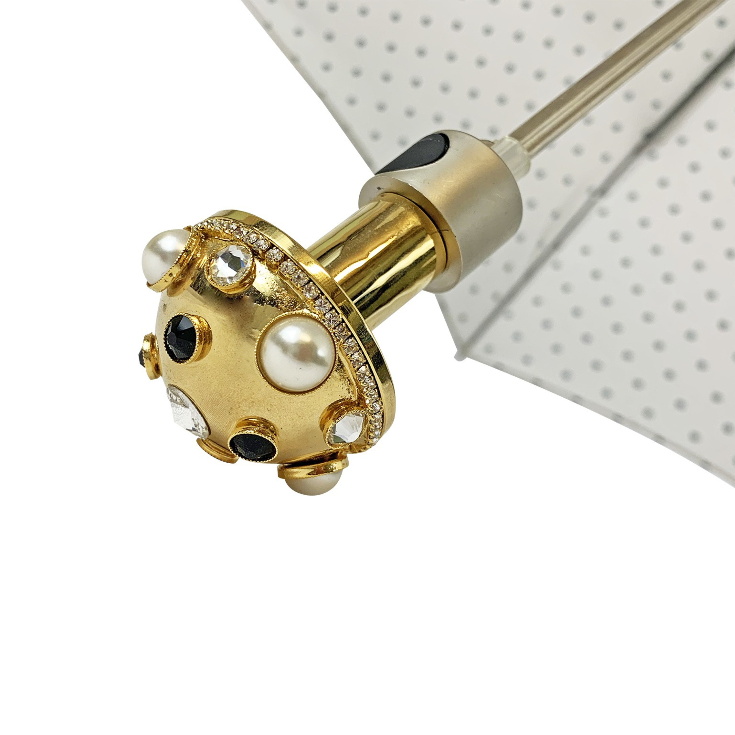 Jewel Folding Umbrella – Luxury Satin Compact Folding Rain Shield with Swarovski Crystals