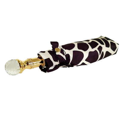 Mini Folding Umbrella – Compact Travel Umbrella with Gold Handle & Swarovski Crystal