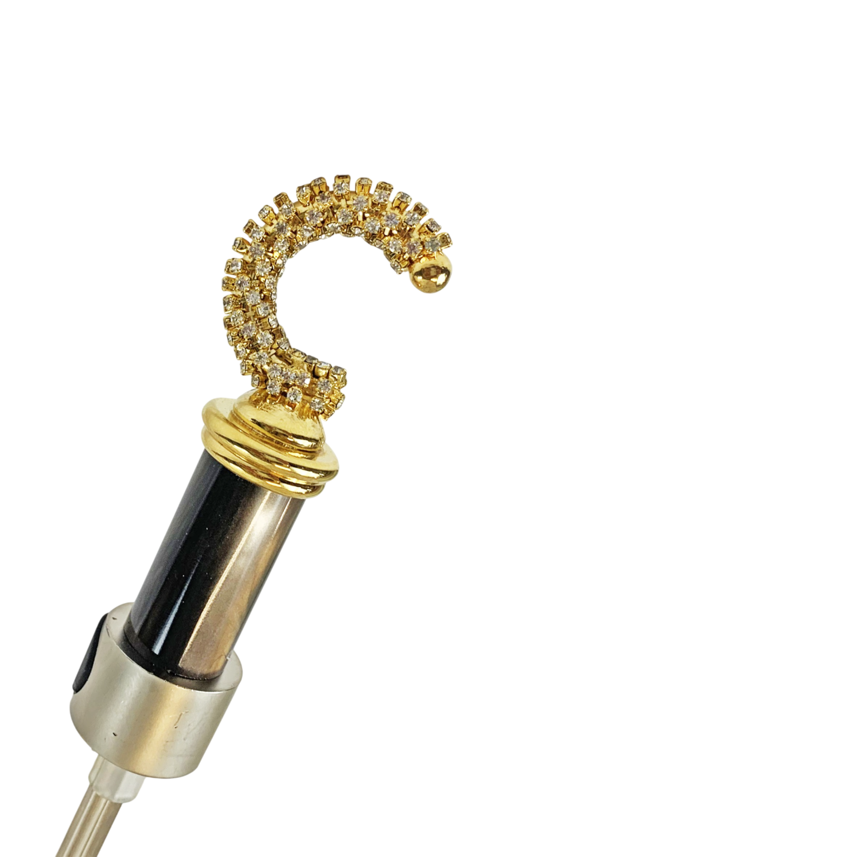 Women's Folding Umbrella - Automatic Open, Crystal Handle, 24K Gold, Satin Canopy