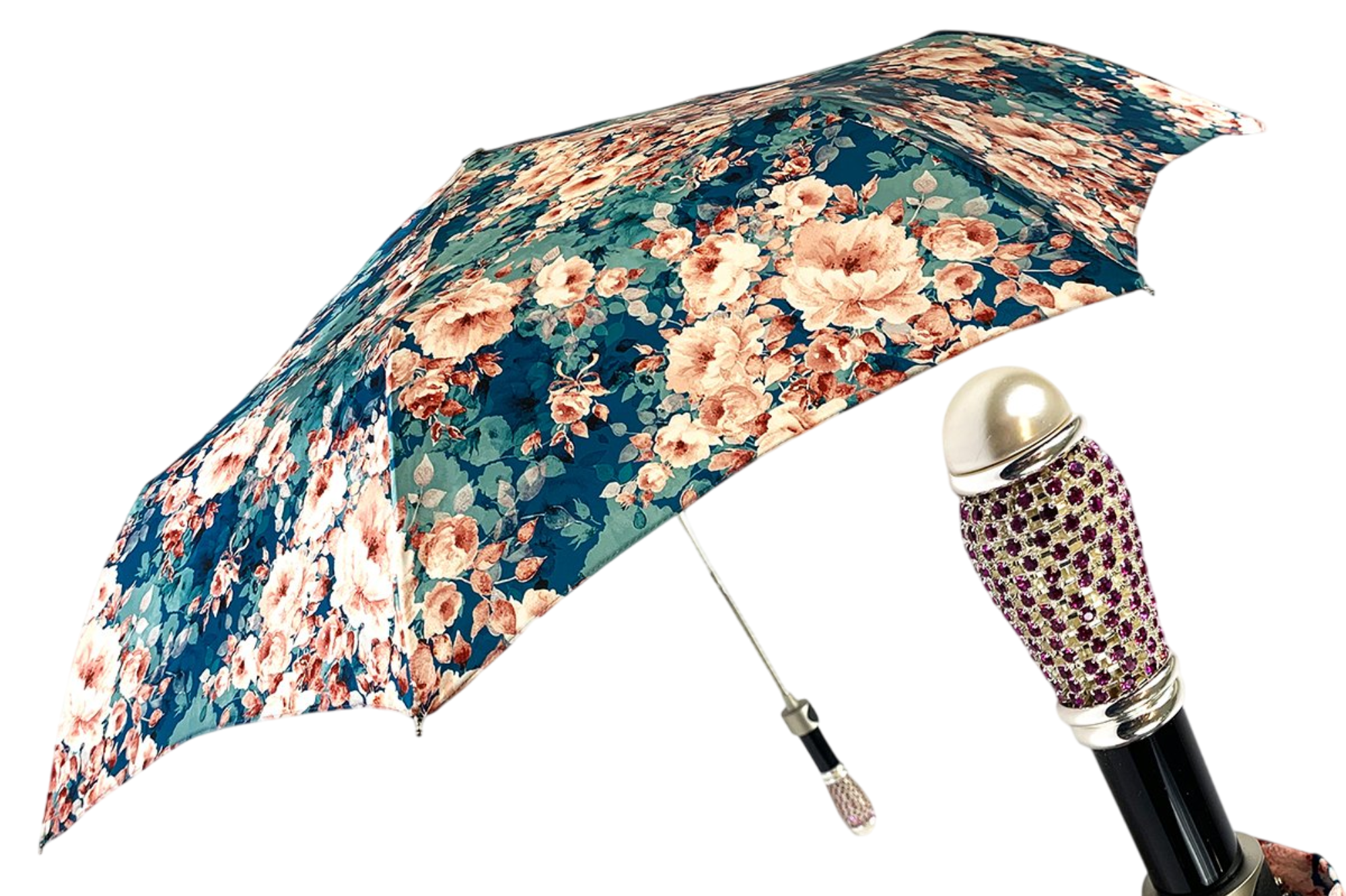 Women's Folding Umbrella – Compact Floral Print, Automatic Open, UV Protection Rain Gear