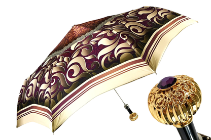 Women's Folding Umbrella – Automatic Open Compact Travel Umbrella with Amethyst Handle
