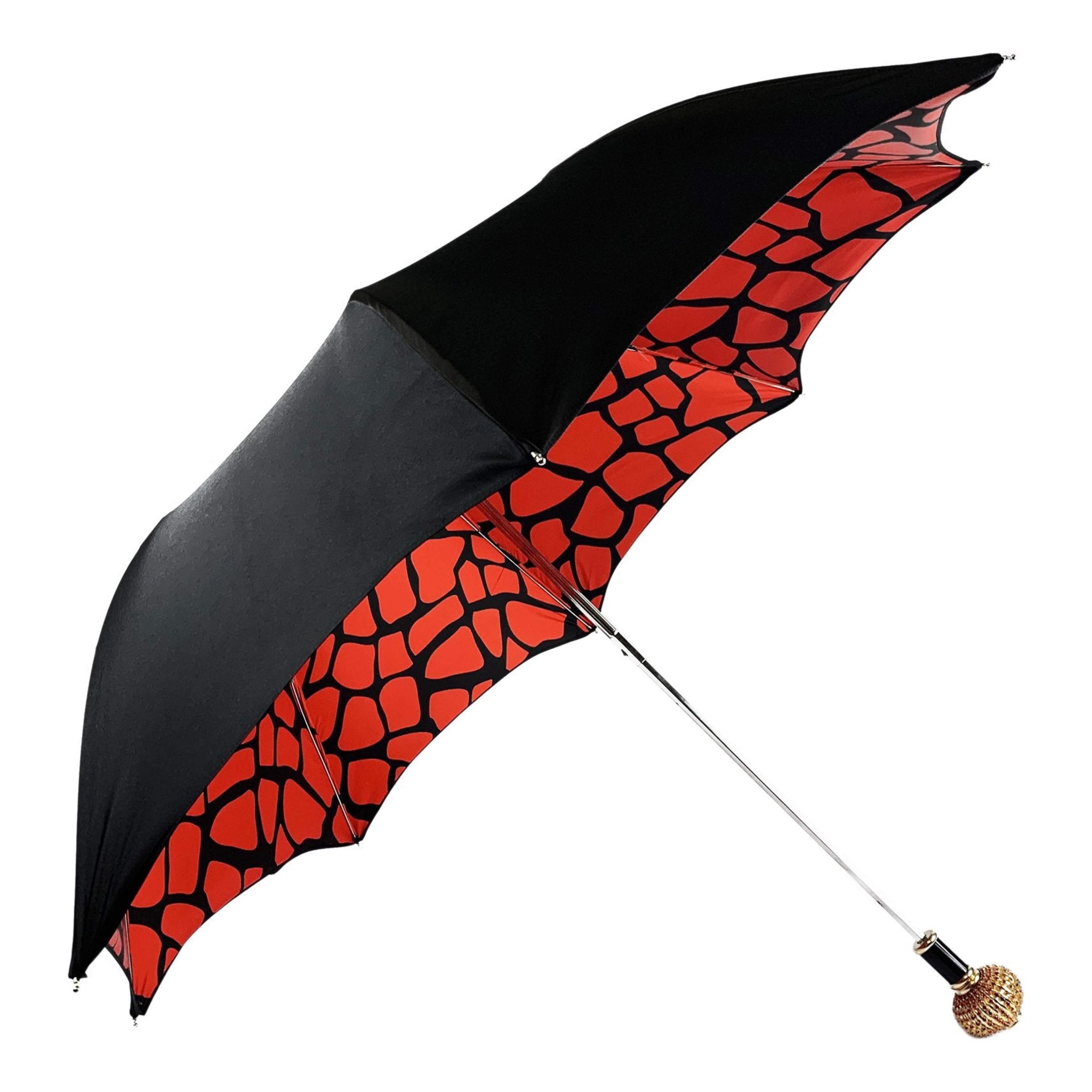 Handmade Women's Umbrella | Luxury Folding Rain Umbrella with Crystal Handle