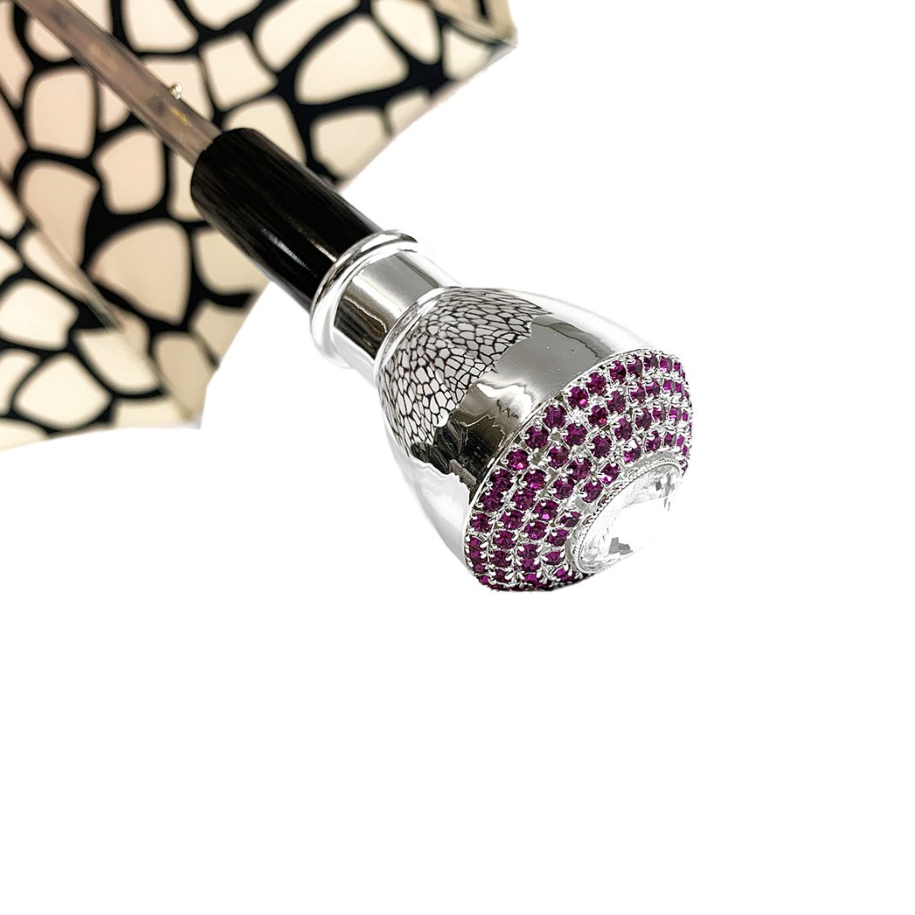 Double Canopy Umbrella – Luxury Women's Rain Umbrella with Magenta Crystals