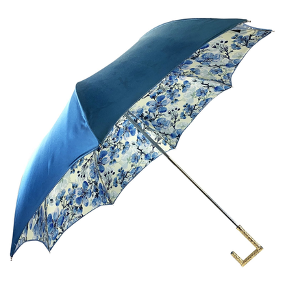 Goldplated Crystal Umbrella – 24K Gold Handle, Swarovski Accents, Folding Rain Protection