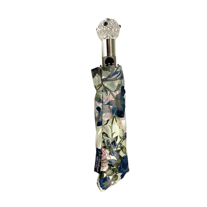 Folding Umbrella Ladies – Elegant Floral Design With Silver Plated Handle | UV Protection