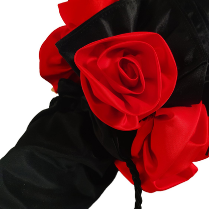 Frilly Folding Umbrella – Black Automatic Open Umbrella with Ruffles & UV Protection