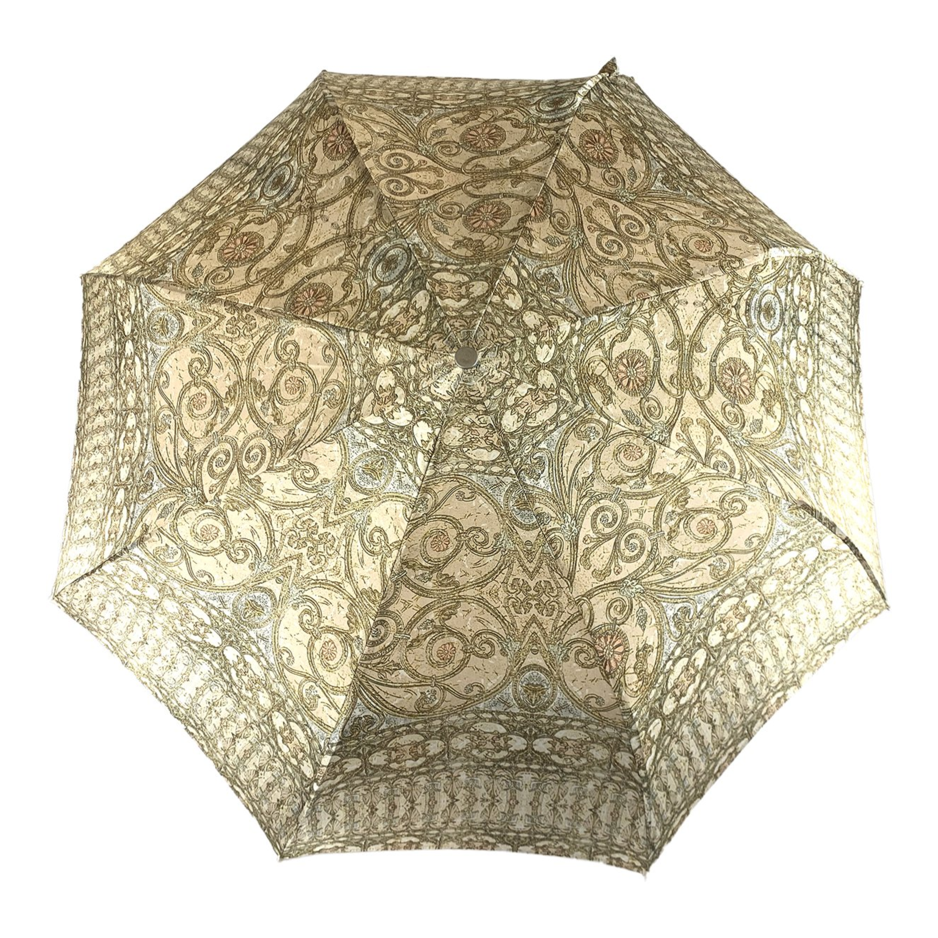 Baroque Folding Umbrella – Luxury Compact Travel Umbrella with Jeweled Gold Handle