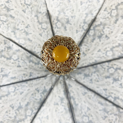 Cream Paisley Umbrella – Automatic Folding Rain Umbrella with Gold Handle
