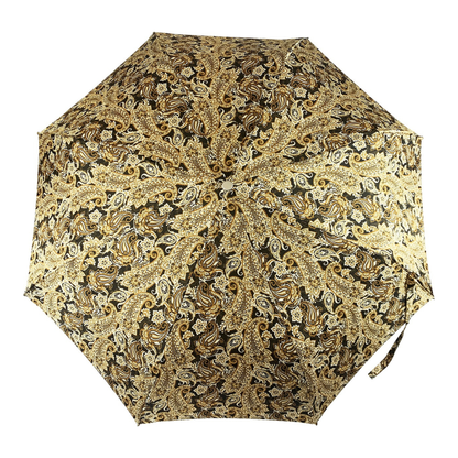 Cream Paisley Umbrella – Automatic Folding Rain Umbrella with Gold Handle