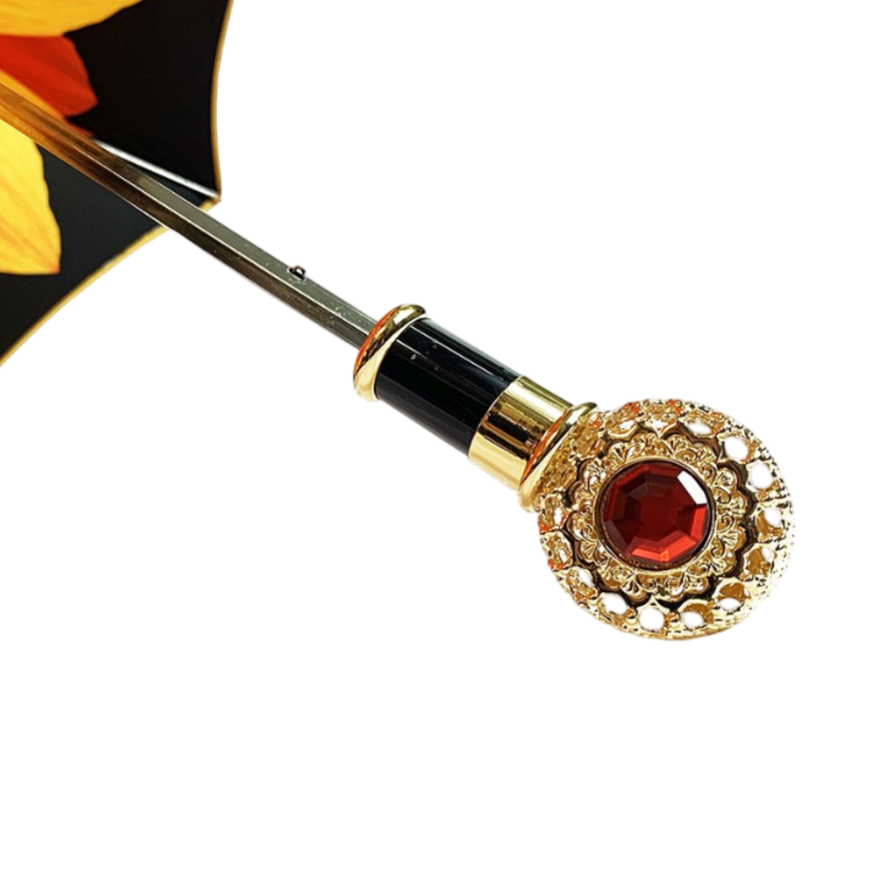Luxury Sunflower Umbrella – Gold-Plated Handle | Italian Handmade, Wind Resistant