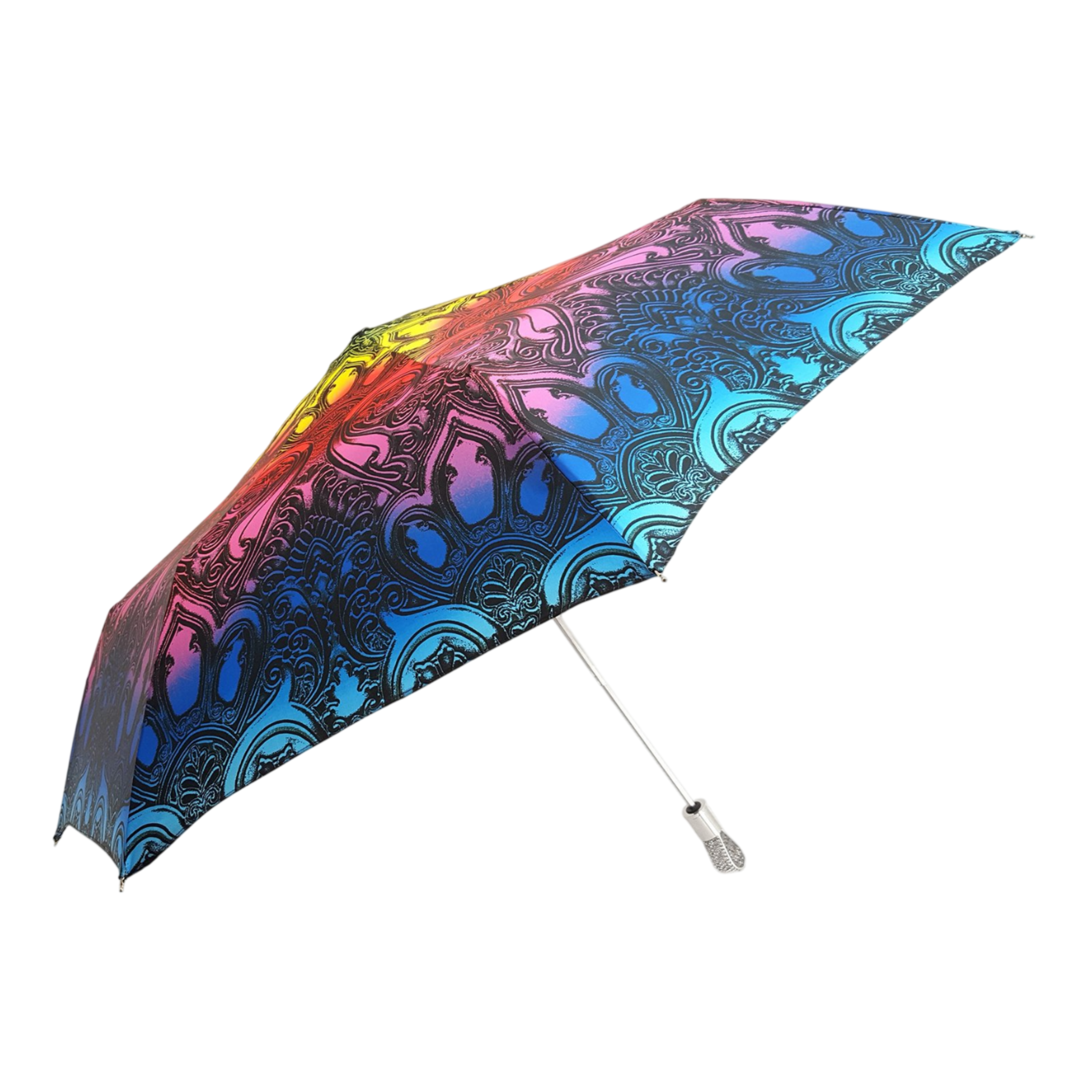Folding Umbrella | Stylish Women’s Travel Umbrella with Silver-Plated Handle & UV Protection