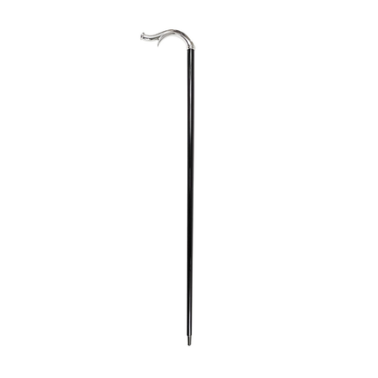 Silverplated Walking Cane – Handcrafted Italian Stick with Black Crystal Handle