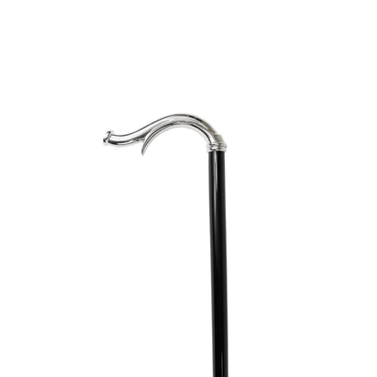 Silverplated Walking Cane – Handcrafted Italian Stick with Black Crystal Handle