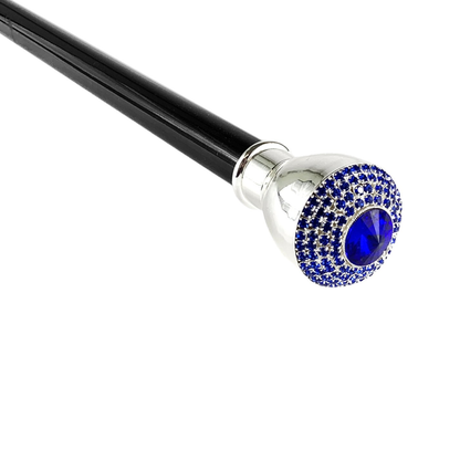 Walking Stick Sapphire – Elegant Handmade Italian Cane with Silver Knob